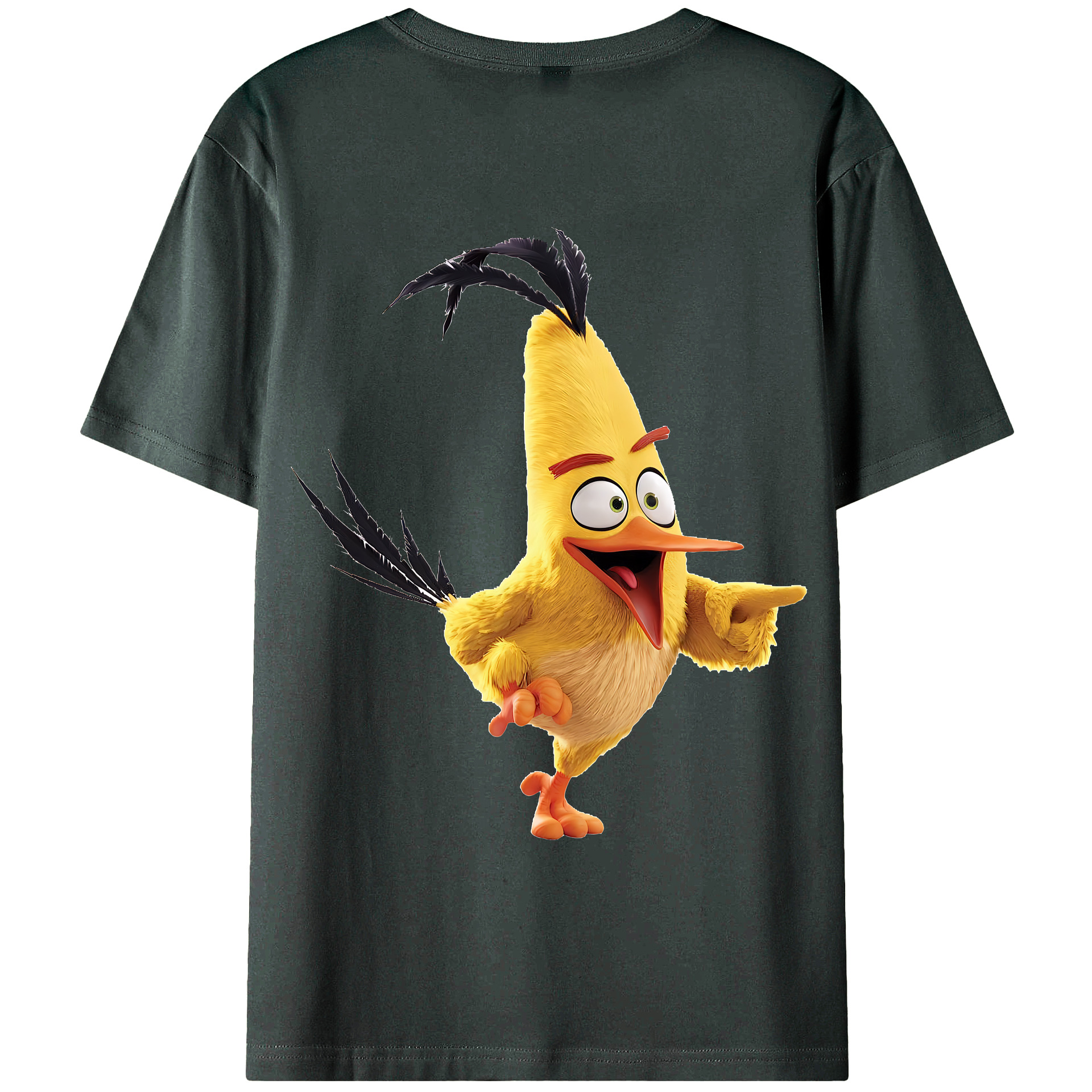 （画像用） Angry Birds アングリーバード 綿100％ メンズ半袖Tシャツ（バックプリント） 通気性